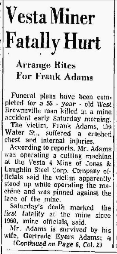 Frank Adams obit